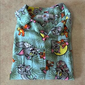 Tom and Jerry Rayon Light Green Short-Sleeve Button-Up Shirt Size XL
